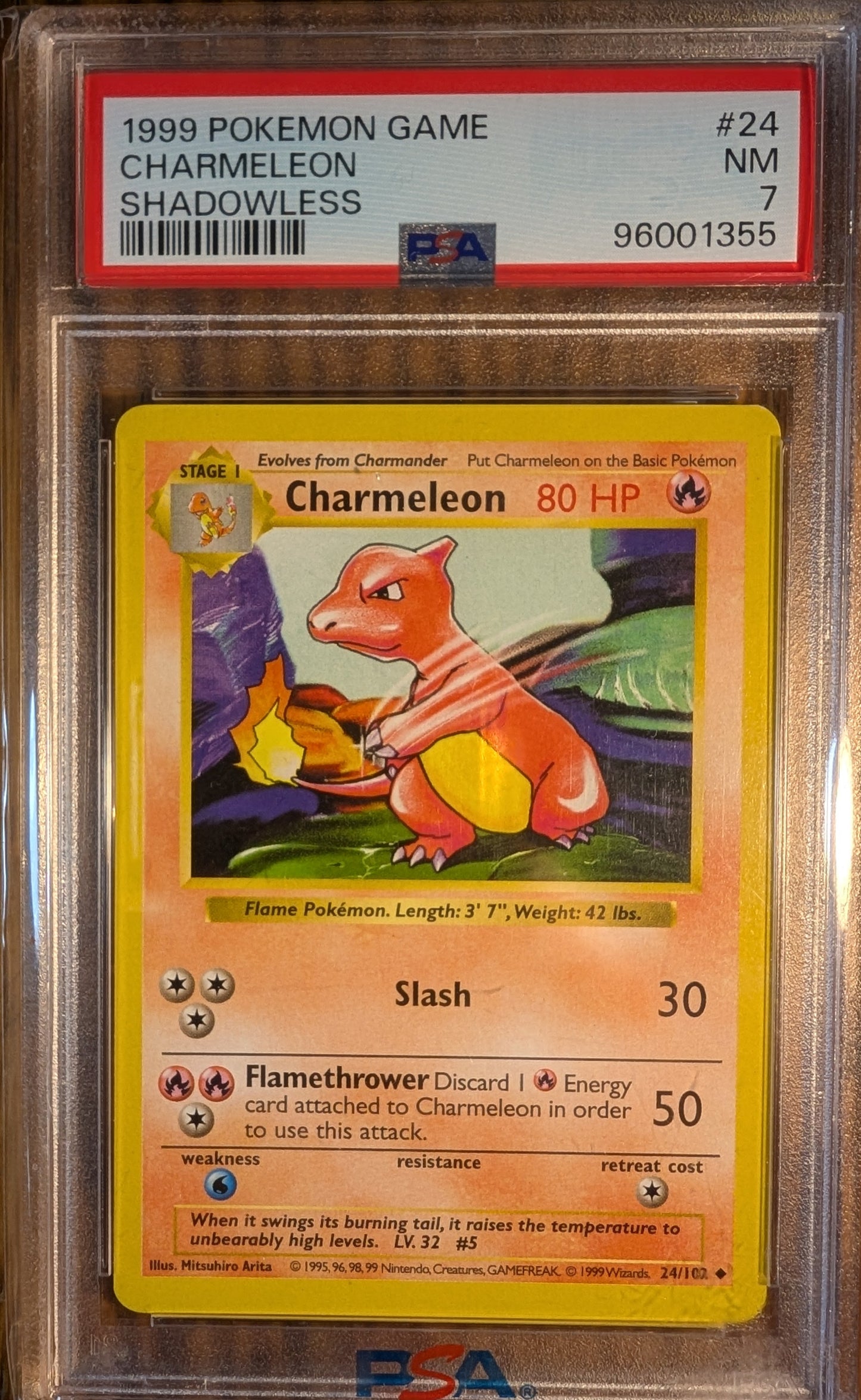 1999 Pokemon Game Charmeleon #24 (Shodowless) Near Mint 7
